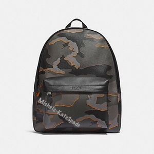$550 NWT Coach Charles Backpack with Camo Print F3
